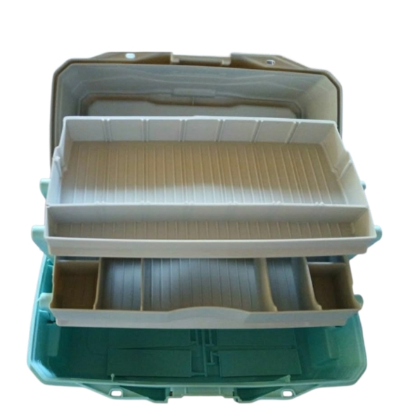 New Multi layer Storage BoxWith Handle In Teal And Biege - Picture 2 of 2